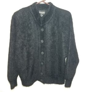 Black Angora Fur Jacket Cardigan -Vintage